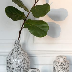 J-Line vaas Zen Bal – porselein – wit/zwart – Ø 11 cm