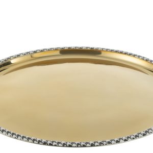 J-Line plateau Rond Pied-De-Poule – roestvrij staal – goud J-Line plateau Rond Pied-De-Poule – roestvrij staal – goud