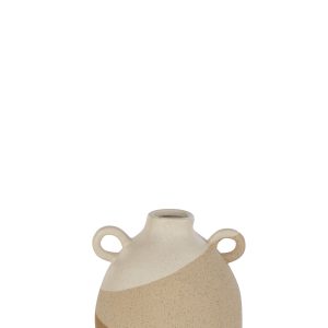 J-Line vaas Oor – keramiek- beige/lichtbruin – small – Ø 16 cm