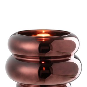 J-Line theelichthouder/vaas Cléa – glas – pruim – Ø 20 cm