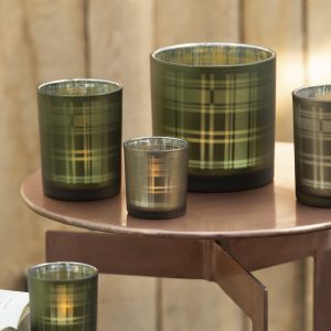 J-Line theelichthouder Rechthoeken – glas – groen – small – 2 stuks