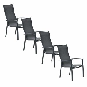 Garden Impressions Tuinstoel Hilly stapelbaar donker grijs – 4 stuks Garden Impressions Tuinstoel Hilly stapelbaar donker grijs – 4 stuks