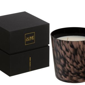 J-Line geurkaars Noa – Sandalwood – glas – zwart/goud – small – 50U J-Line geurkaars Noa – Sandalwood – glas – zwart/goud – small – 50U