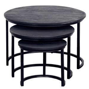 Giga Meubel Salontafel Tres – Rond Zwart Mangohout – Set van 3 Giga Meubel Salontafel Tres – Rond Zwart Mangohout – Set van 3