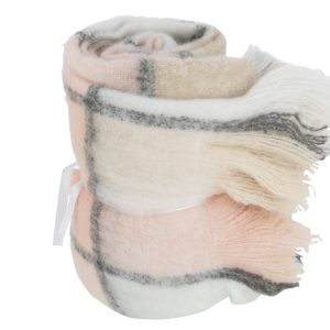 J-Line plaid Geruit – polyester – beige/roze – 180 x 130 cm J-Line plaid Geruit – polyester – beige/roze – 180 x 130 cm