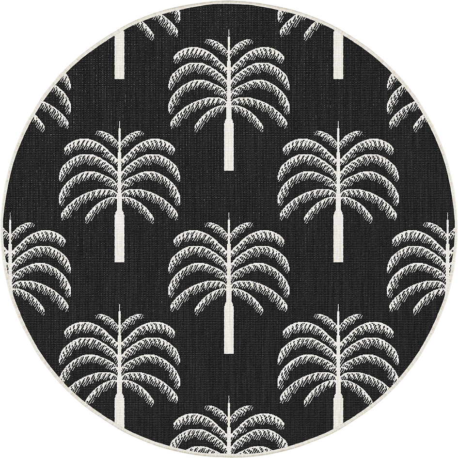 Rond buitenkleed Oase zwart/wit - Interieur05 - 200 x 200 cm