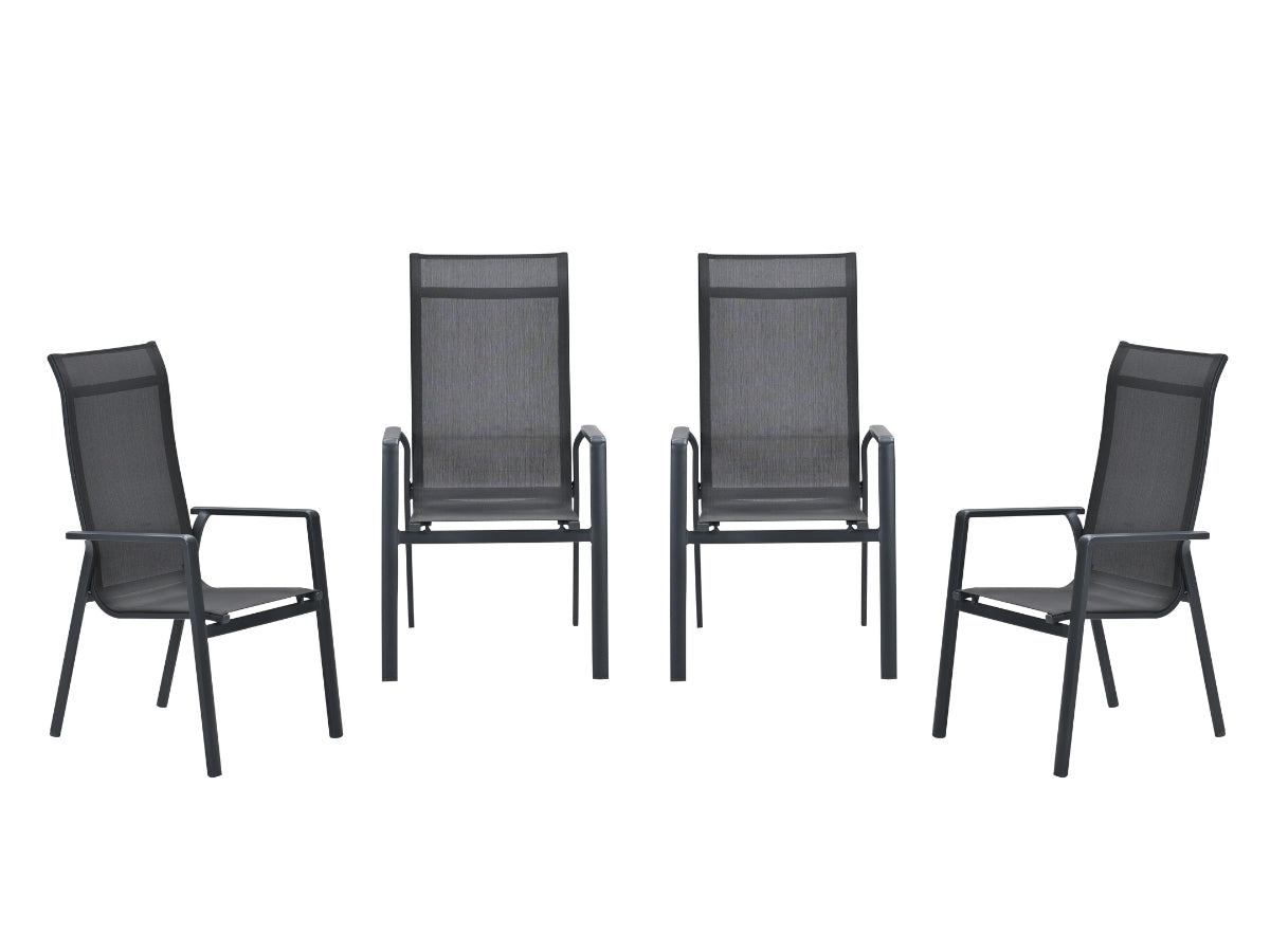 Garden Impressions Osaka stapelbare tuinstoelen set van 4 – carbon bla