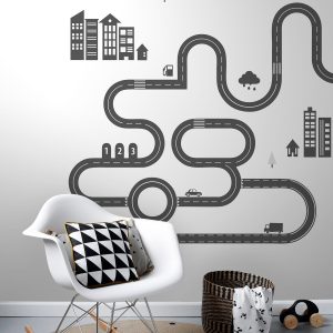 ESTAhome fotobehang getekende straat zwart en wit – 139.5 x 279 cm – 1 ESTAhome fotobehang getekende straat zwart en wit – 139.5 x 279 cm – 1