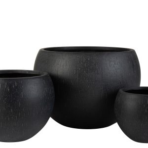 J-Line bloempot Rond Klei – keramiek – zwart – 3 stuks J-Line bloempot Rond Klei – keramiek – zwart – 3 stuks