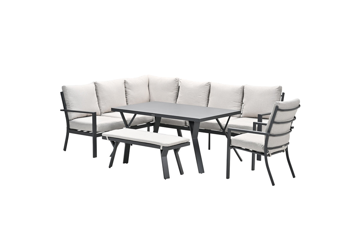 Sergio aluminium lounge-diningset - 8-persoons - links - zand