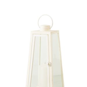 J-Line lantaarn + kaars – glas – wit – medium – LED lichtjes J-Line lantaarn + kaars – glas – wit – medium – LED lichtjes