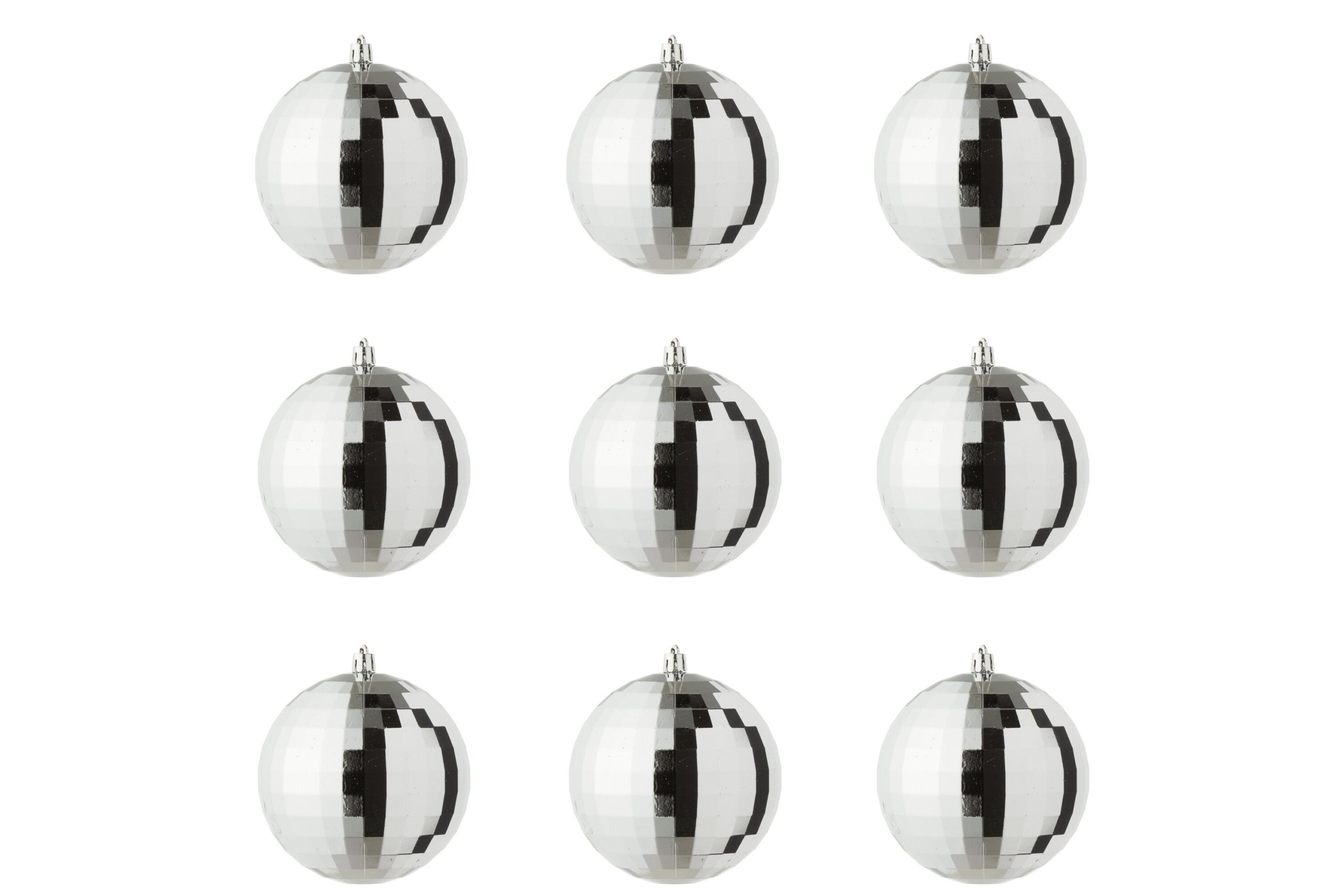 J-Line kerstbal Disco - kunststof - zilver - doos van 9