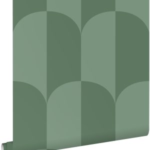 ESTAhome behang art deco bogen vergrijsd zeegroen – 53 cm x 10.05 m –
