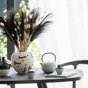 J-Line vaas Iva – porselein – zwart/wit – large – Ø 21 cm