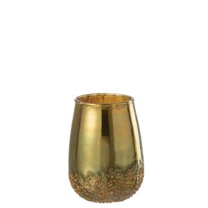 J-Line kaarshouder Spiegel – glas – goud – small – 2 stuks