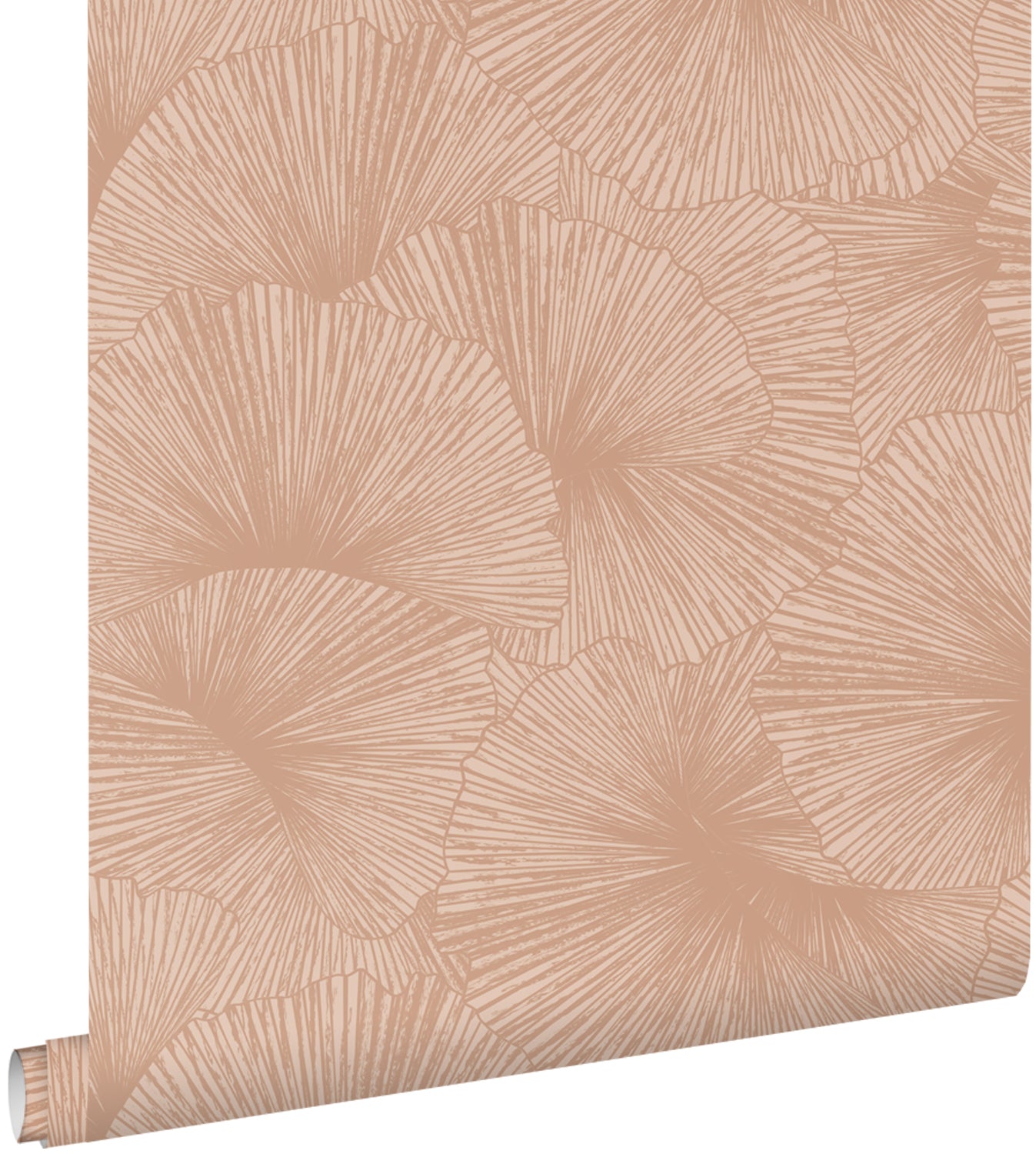 ESTAhome behang 3D-motief bladeren terracotta roze - 53 cm x 10.05 m -