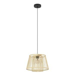 EGLO hanglamp Hykeham – e27 – ø 38 cm – zwart/hout EGLO hanglamp Hykeham – e27 – ø 38 cm – zwart/hout