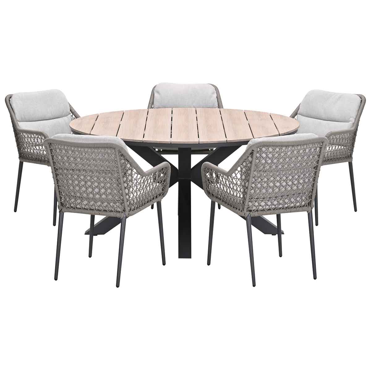 Garden Impressions tuinset Pemba - Tulli - taupe - Ø148x75 cm - 6-deli