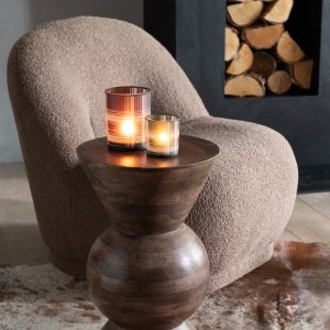 J-Line windlicht Geruit – glas – bruin/groen – medium – 2 stuks J-Line windlicht Geruit – glas – bruin/groen – medium – 2 stuks