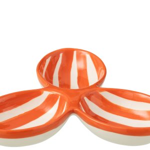 J-Line serveerschaal Granada Stripes Clover – keramiek – wit/oranje J-Line serveerschaal Granada Stripes Clover – keramiek – wit/oranje