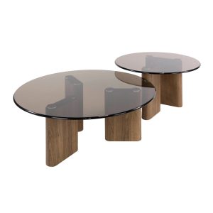 Giga Living Salontafel Tinto – Rond Brons Glas – Set Van 2 Giga Living Salontafel Tinto – Rond Brons Glas – Set Van 2