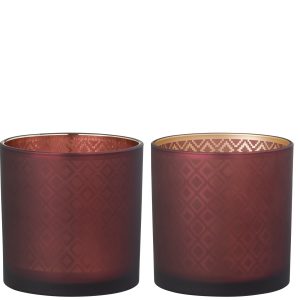J-Line windlicht Oosters – glas – rood/goud – medium – 2 stuks J-Line windlicht Oosters – glas – rood/goud – medium – 2 stuks