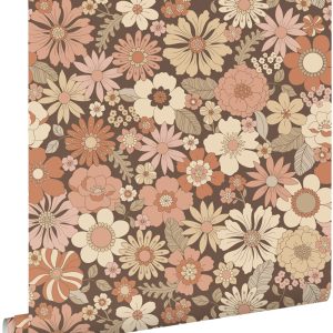 ESTAhome behang retro bloemen oudroze en beige – 53 cm x 10.05 m – 130 ESTAhome behang retro bloemen oudroze en beige – 53 cm x 10.05 m – 130