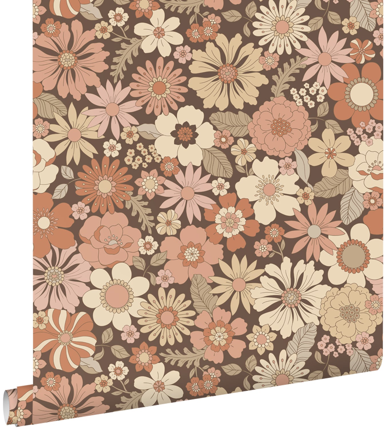 ESTAhome behang retro bloemen oudroze en beige - 53 cm x 10.05 m - 130