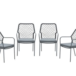Garden Impressions Dido tuinstoelen set van 4 zwart rope