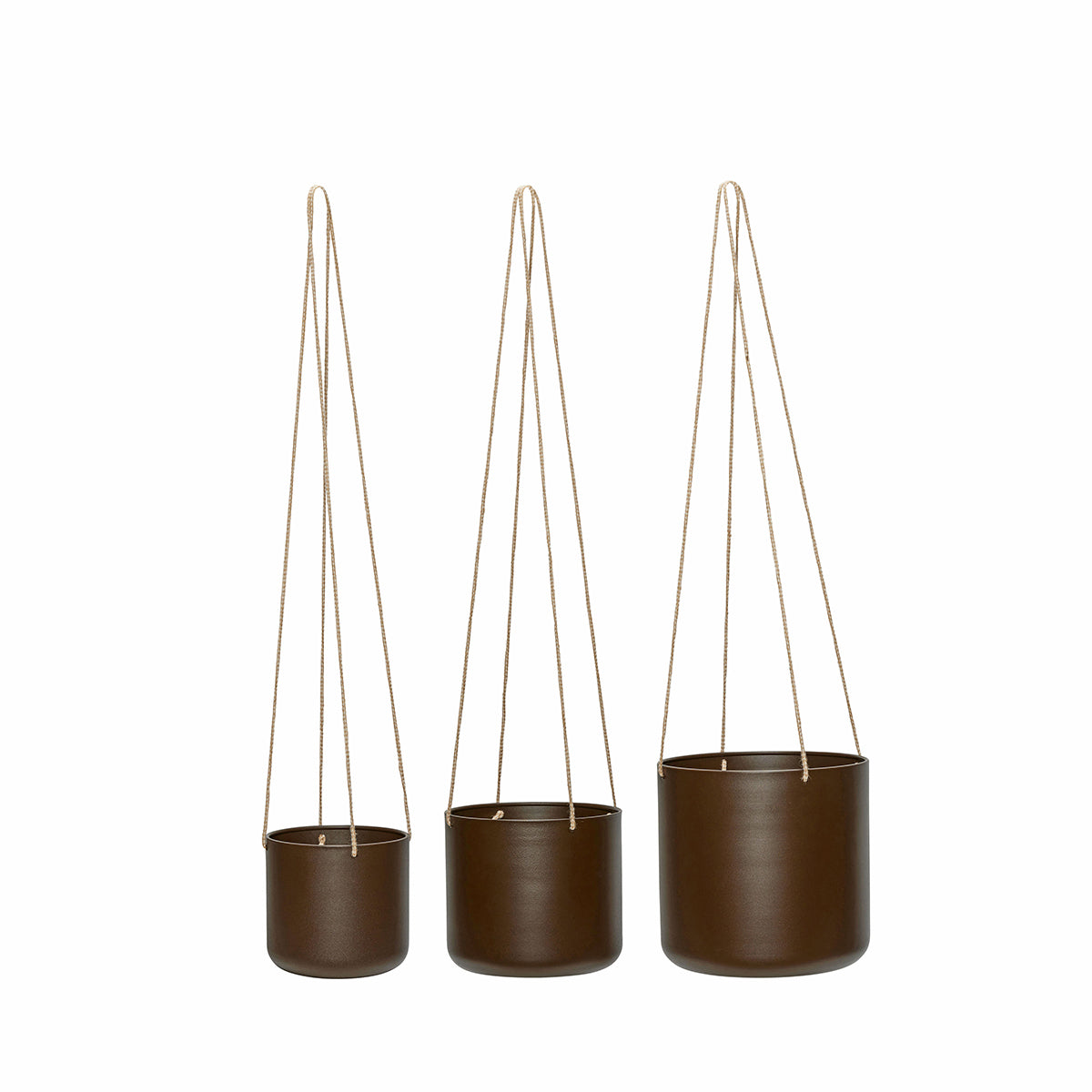 Hübsch hangende potten Bloom - canvas/katoen/ijzer - ø17xh16, ø21xh20,
