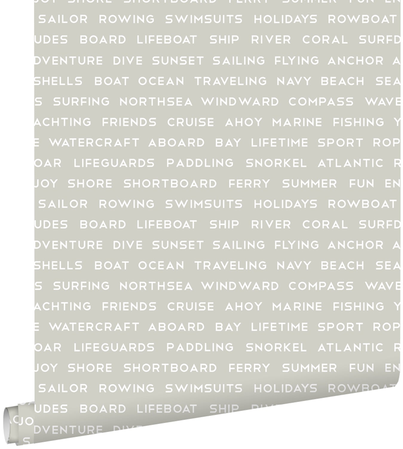 ESTAhome behang maritieme strandteksten donker beige - 53 cm x 10.05 m