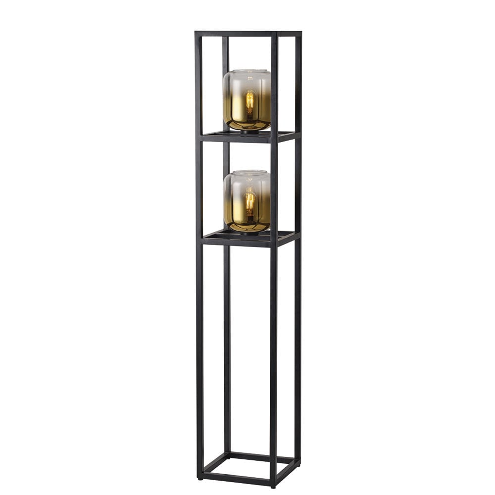 Freelight vloerlamp Dentro - 2 lichts - 28 x 157 cm - zwart goud