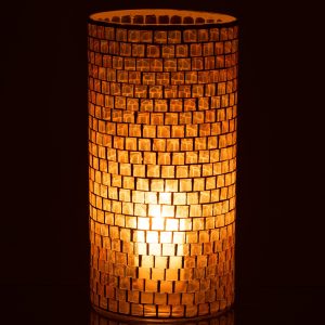 J-Line vaas Mozaiek Rond – glas – oranje – 29 cm hoog