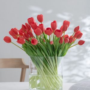 J-Line boeket Tulpen 7 stuks – kunststof – koraal/roze – small J-Line boeket Tulpen 7 stuks – kunststof – koraal/roze – small