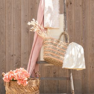 J-Line mand Gevlochten – raffia – naturel – set van 3 J-Line mand Gevlochten – raffia – naturel – set van 3