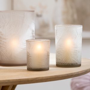 J-Line windlicht Bladeren – glas – beige – medium J-Line windlicht Bladeren – glas – beige – medium