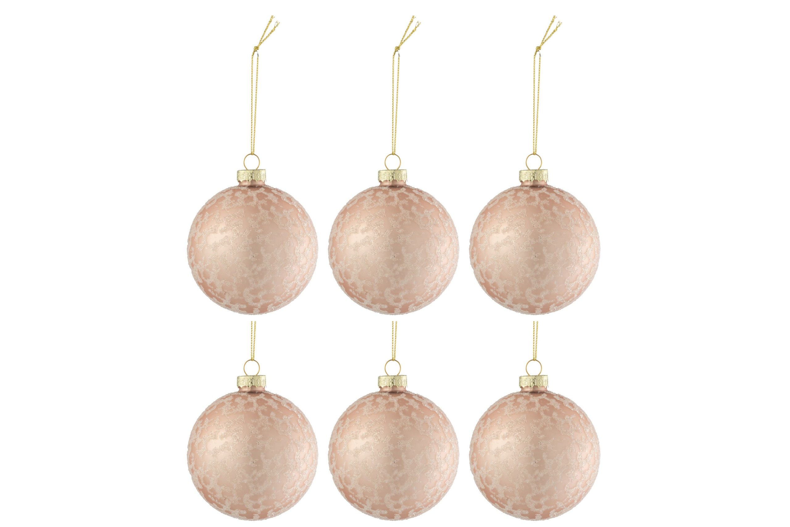 J-Line kerstbal Suiker - glas - lichtroze - small - doos van 6
