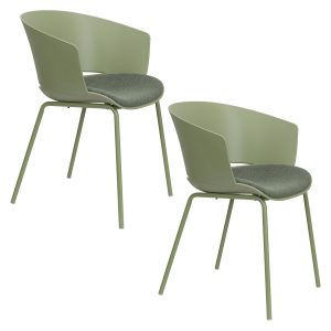 Housecraft Living Jessica Eetkamerstoelen Armleuning Groen – Set van 4