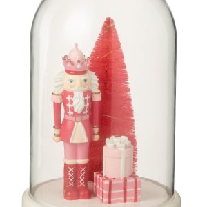 J-Line Decoratieve stolp Notenkraker + Boom + Geschenken Kalk – wit/ro