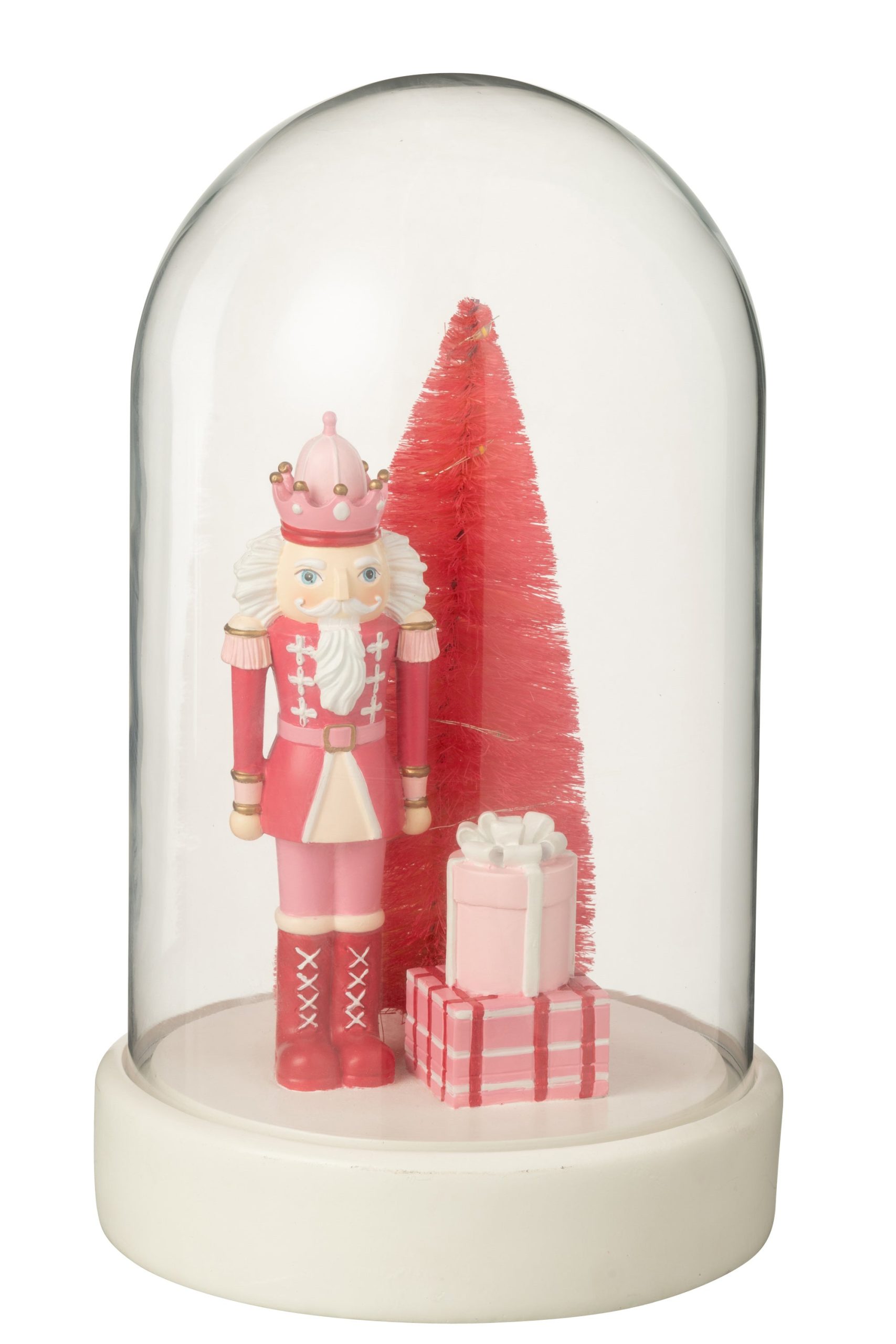 J-Line Decoratieve stolp Notenkraker + Boom + Geschenken Kalk - wit/ro