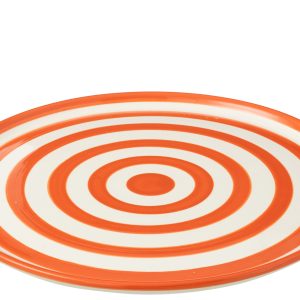 J-Line bord Granada Stripes – keramiek – wit/oranje J-Line bord Granada Stripes – keramiek – wit/oranje