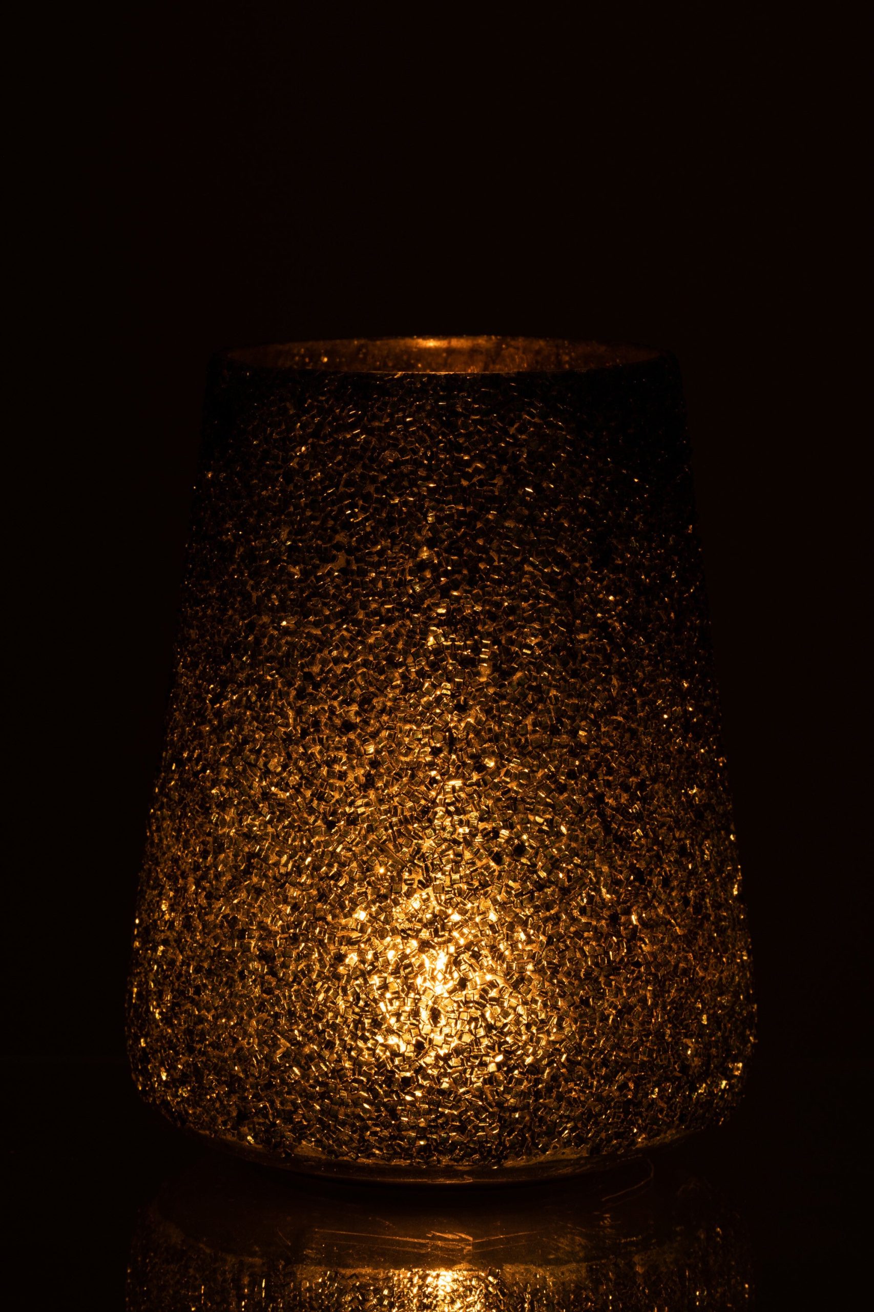 J-Line windlicht Glitter - glas - donkergroen - large