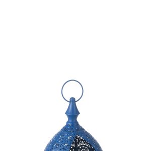 J-Line theelichthouder Drop – metaal/glas – blauw – small
