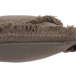 J-Line kussen Franje Vierkant – katoen – taupe