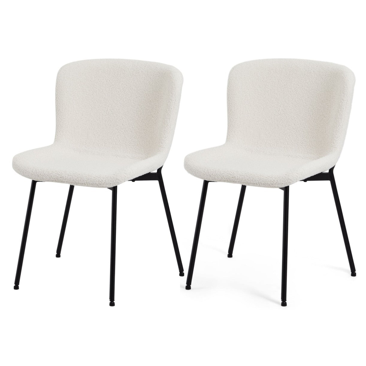 Furnhouse eetkamerstoelen armleuning Teddy - Crème wit - Stof (Bouclé)