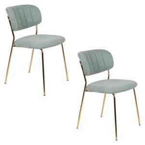 Housecraft Living Jolien Eetkamerstoelen Goud/ Lichtgroen – Set van 2 Housecraft Living Jolien Eetkamerstoelen Goud/ Lichtgroen – Set van 2