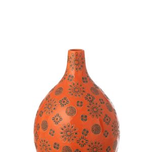 J-Line vaas Billy – porselein – oranje/zwart – large