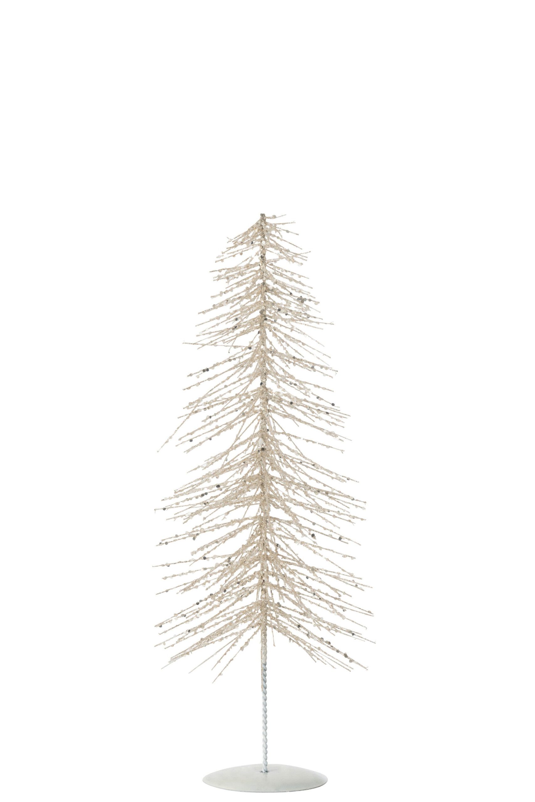 J-Line decoratie Kerstboom Glitter metaal/kunststof - wit/zilver - med