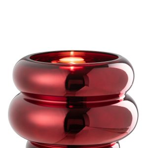 J-Line theelichthouder/vaas Cléa – glas – donkerrood – Ø 20 cm