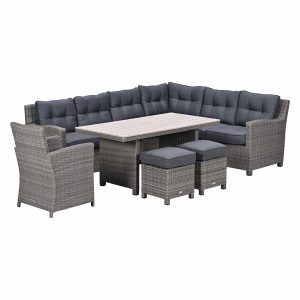 Garden Impressionslounge dining set Jaru 6-delig rechts – light teak v
